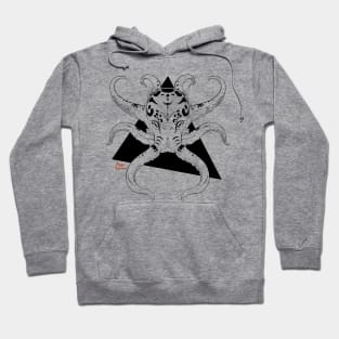 Mysteries Of The Deep - Geometric - Symmetrical - Black Octopus Hoodie